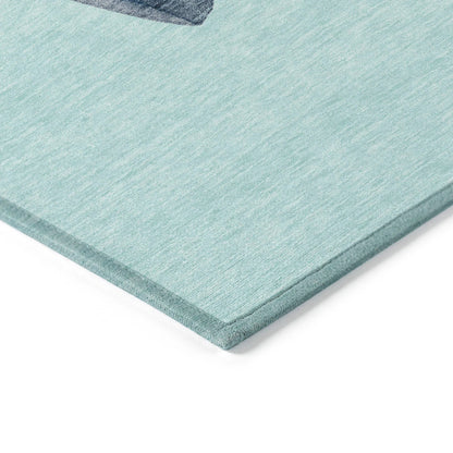 Raeanor Blue Washable Indoor-Outdoor Rug