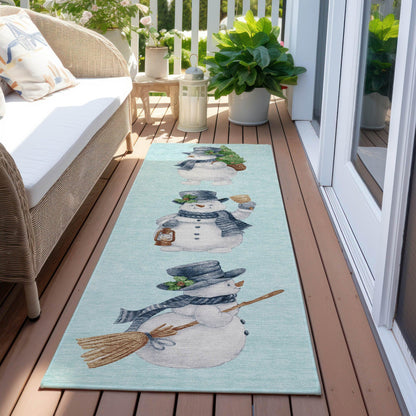 Raeanor Blue Washable Indoor-Outdoor Rug