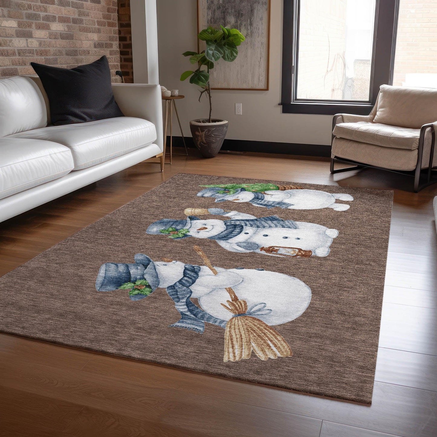 Raeanor Brown Washable Indoor-Outdoor Rug