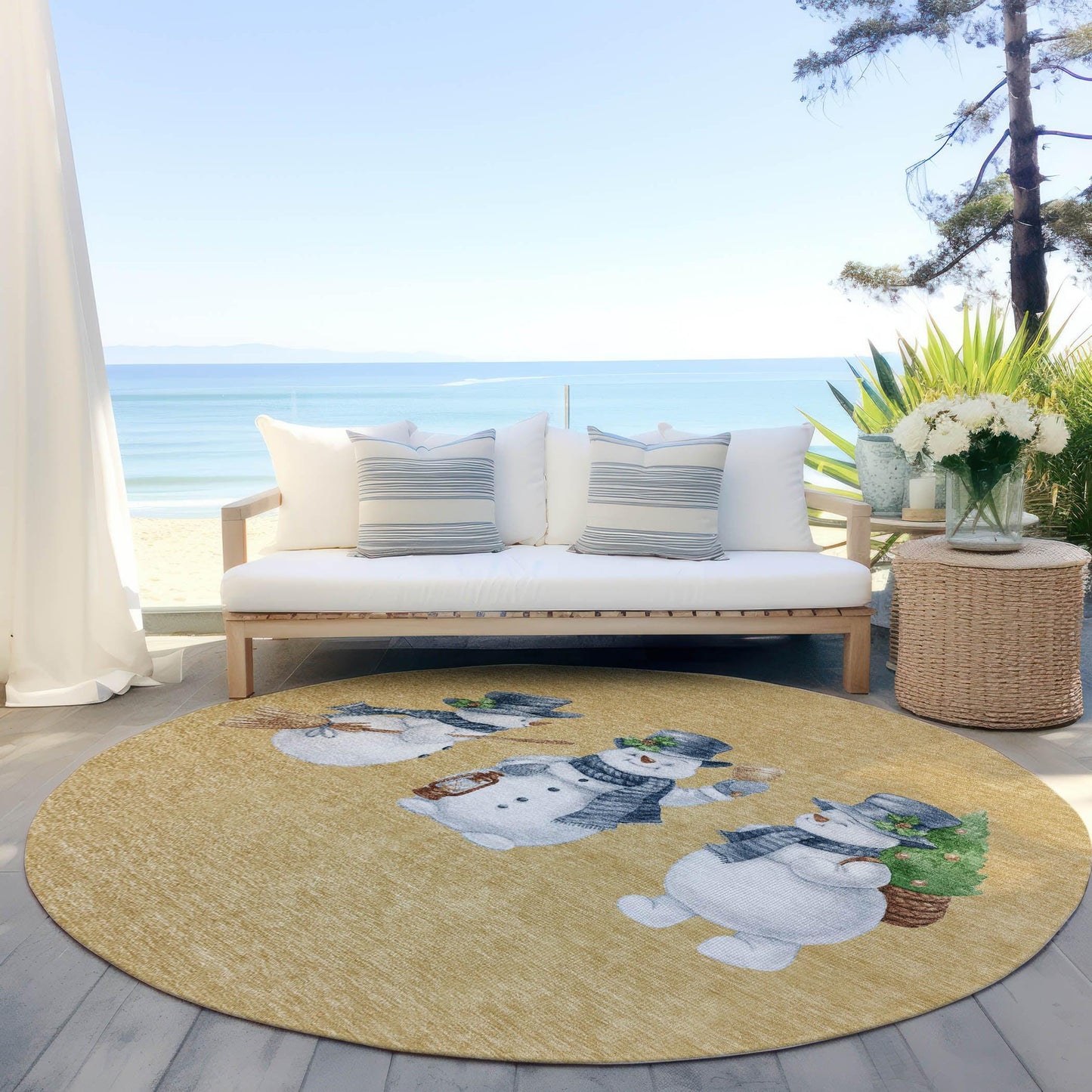 Raeanor Gold Washable Indoor-Outdoor Rug
