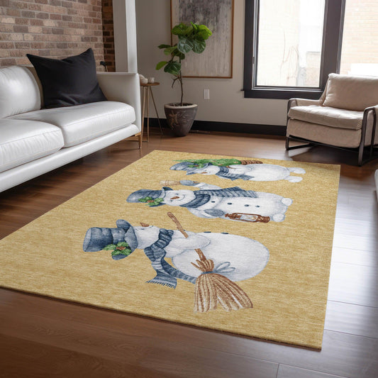Raeanor Gold Washable Indoor-Outdoor Rug