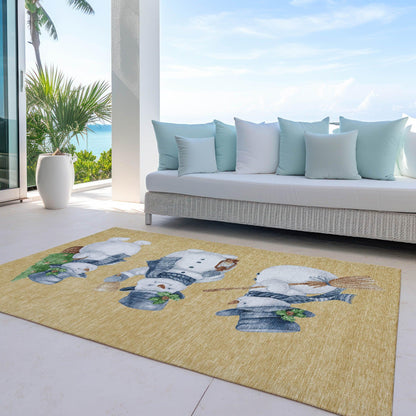 Raeanor Gold Washable Indoor-Outdoor Rug