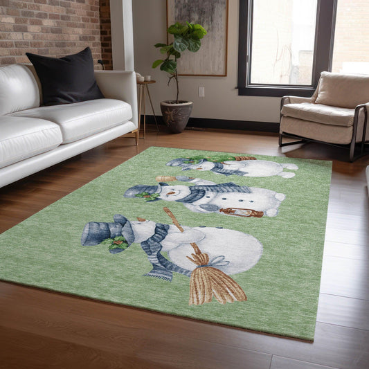 Raeanor Green Washable Indoor-Outdoor Rug