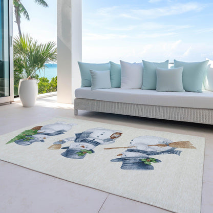 Raeanor Ivory Washable Indoor-Outdoor Rug