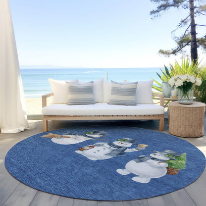 Raeanor Navy Washable Indoor-Outdoor Rug
