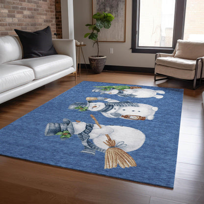 Raeanor Navy Washable Indoor-Outdoor Rug