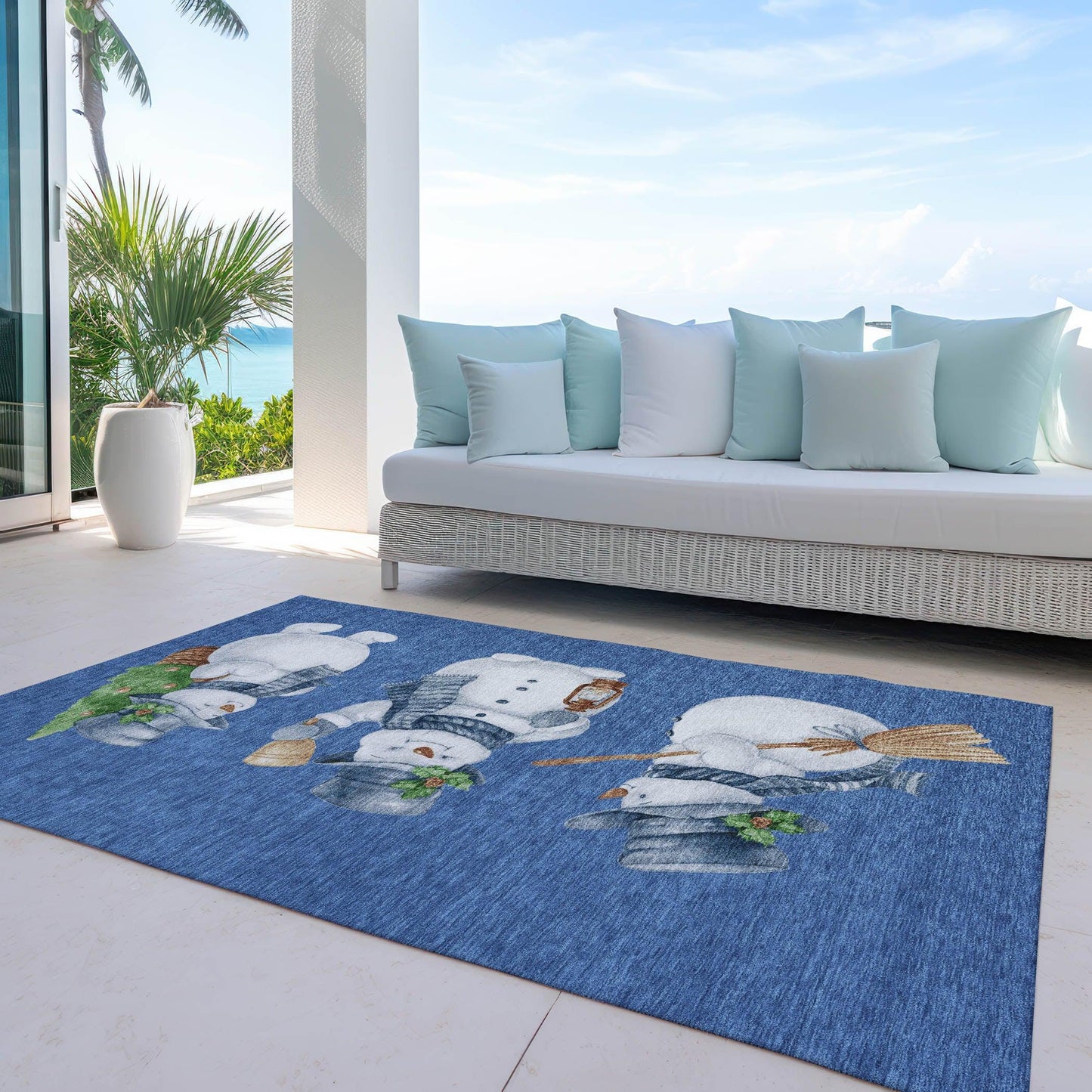 Raeanor Navy Washable Indoor-Outdoor Rug