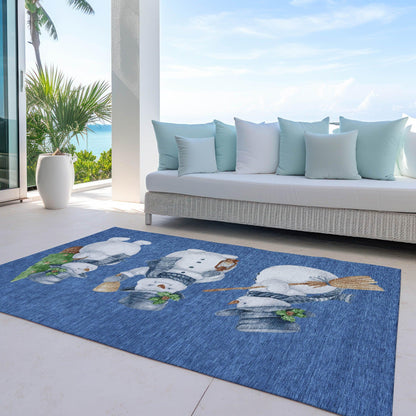 Raeanor Navy Washable Indoor-Outdoor Rug