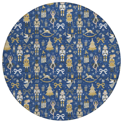 Raeara Blue Washable Indoor-Outdoor Rug