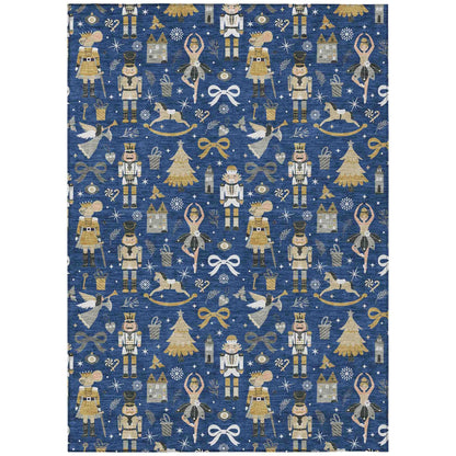 Raeara Blue Washable Indoor-Outdoor Rug