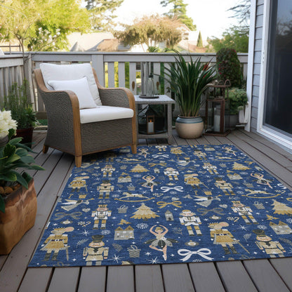 Raeara Blue Washable Indoor-Outdoor Rug