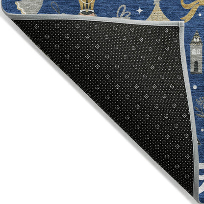 Raeara Blue Washable Indoor-Outdoor Rug