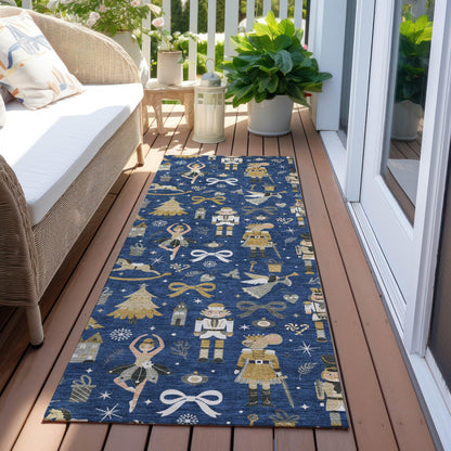 Raeara Blue Washable Indoor-Outdoor Rug
