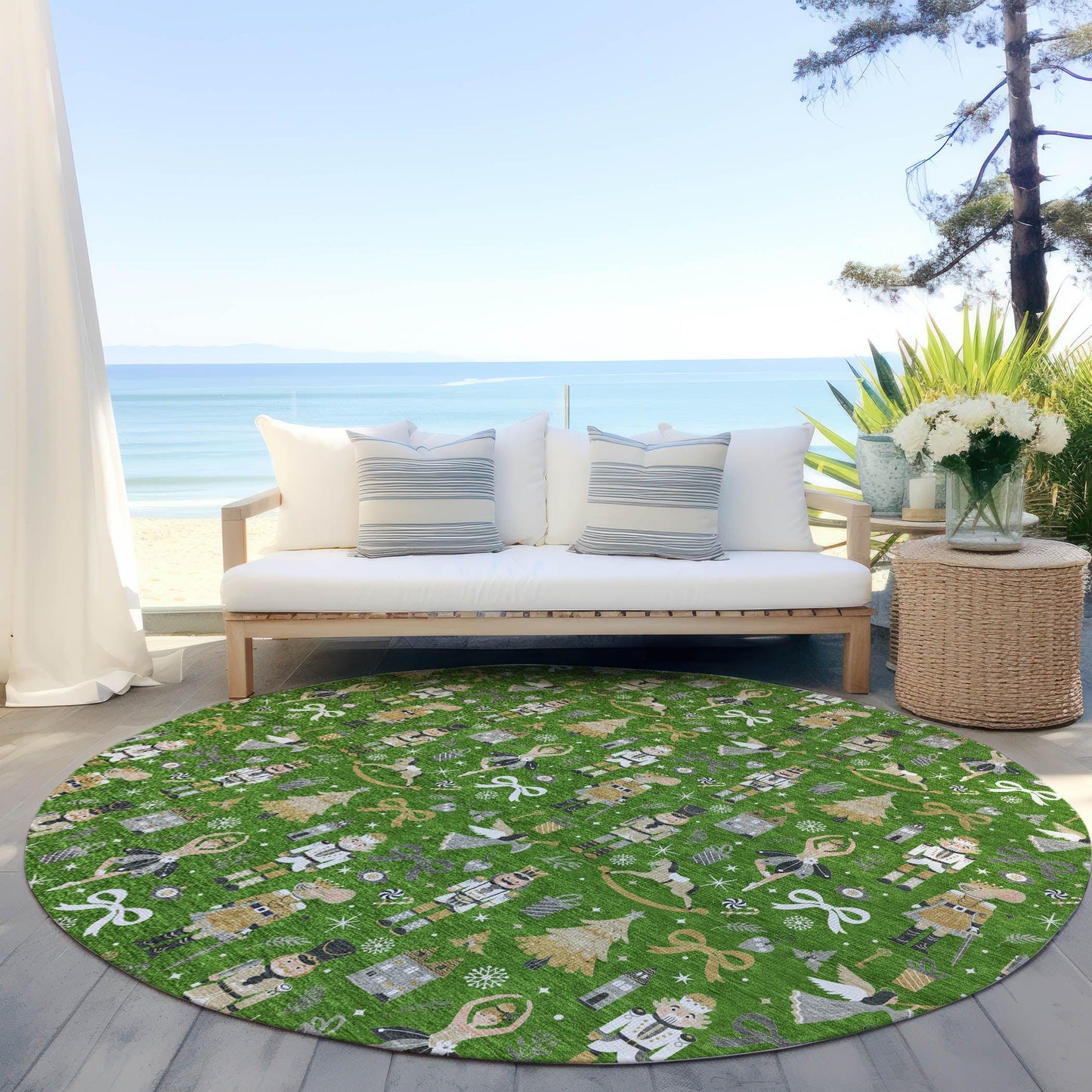 Raeara Green Washable Indoor-Outdoor Rug