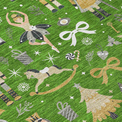 Raeara Green Washable Indoor-Outdoor Rug