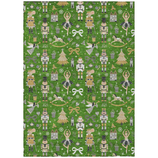 Raeara Green Washable Indoor-Outdoor Rug