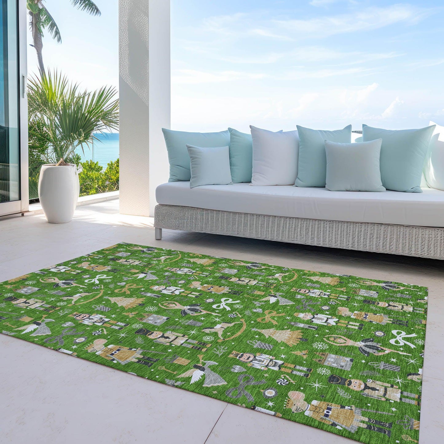 Raeara Green Washable Indoor-Outdoor Rug