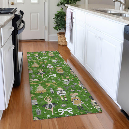 Raeara Green Washable Indoor-Outdoor Rug