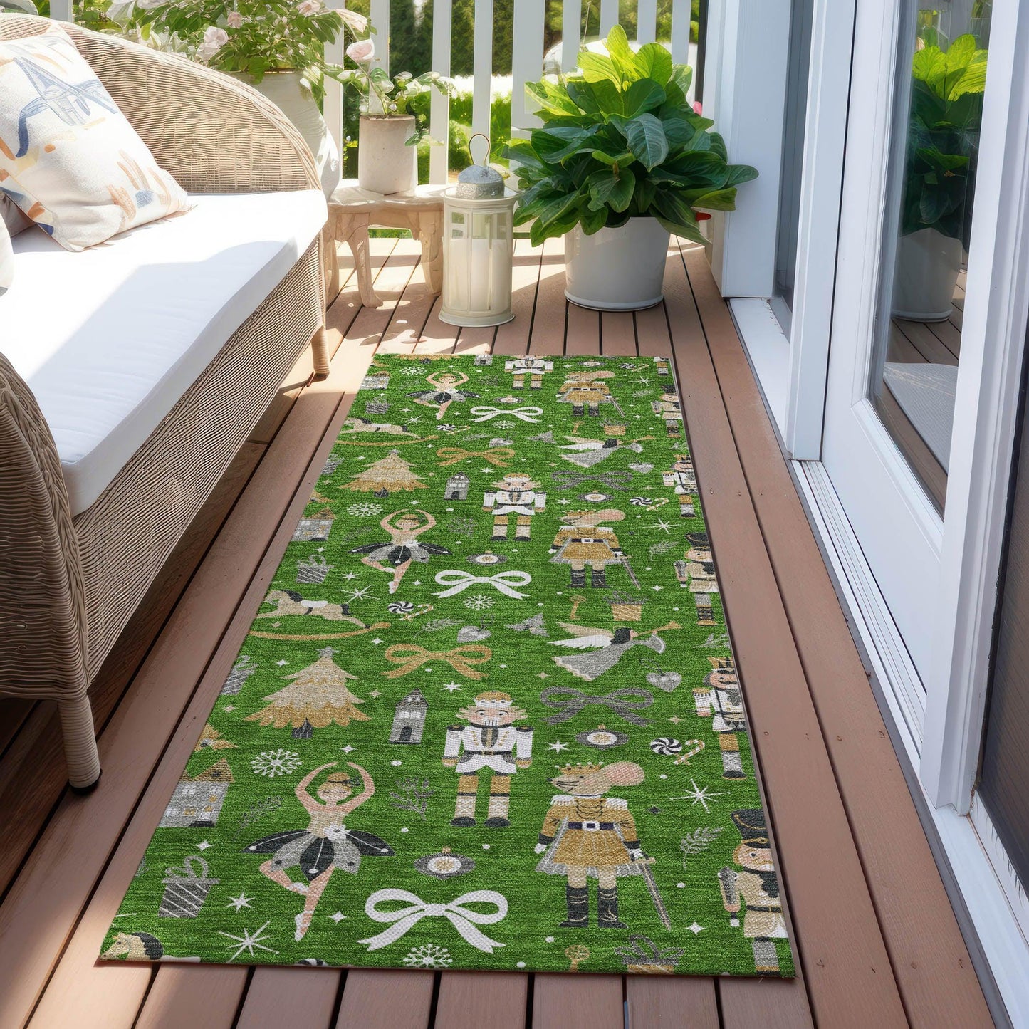 Raeara Green Washable Indoor-Outdoor Rug