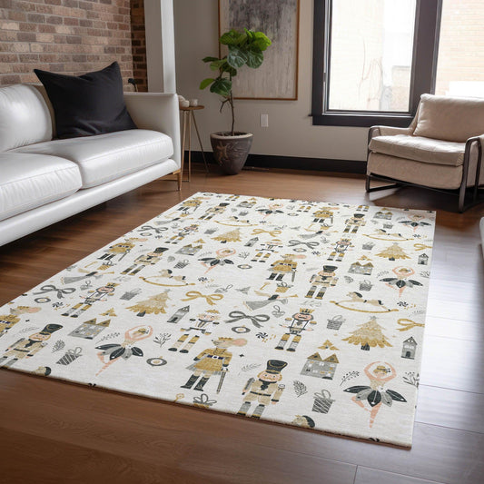 Raeara Ivory Washable Indoor-Outdoor Rug