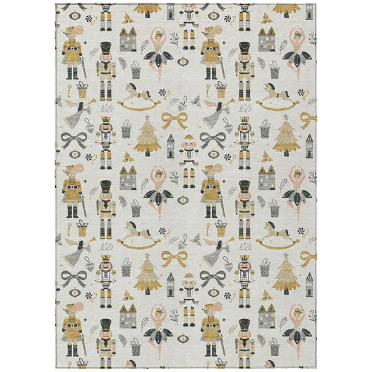 Raeara Ivory Washable Indoor-Outdoor Rug