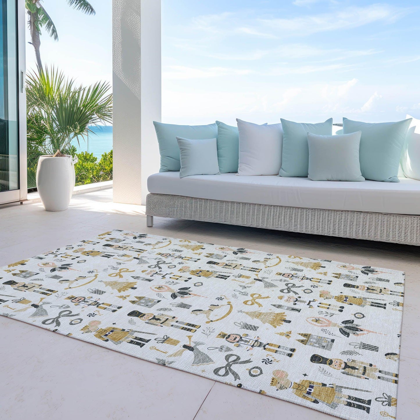 Raeara Ivory Washable Indoor-Outdoor Rug