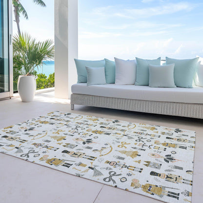 Raeara Ivory Washable Indoor-Outdoor Rug