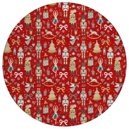 Raeara Red Washable Indoor-Outdoor Rug