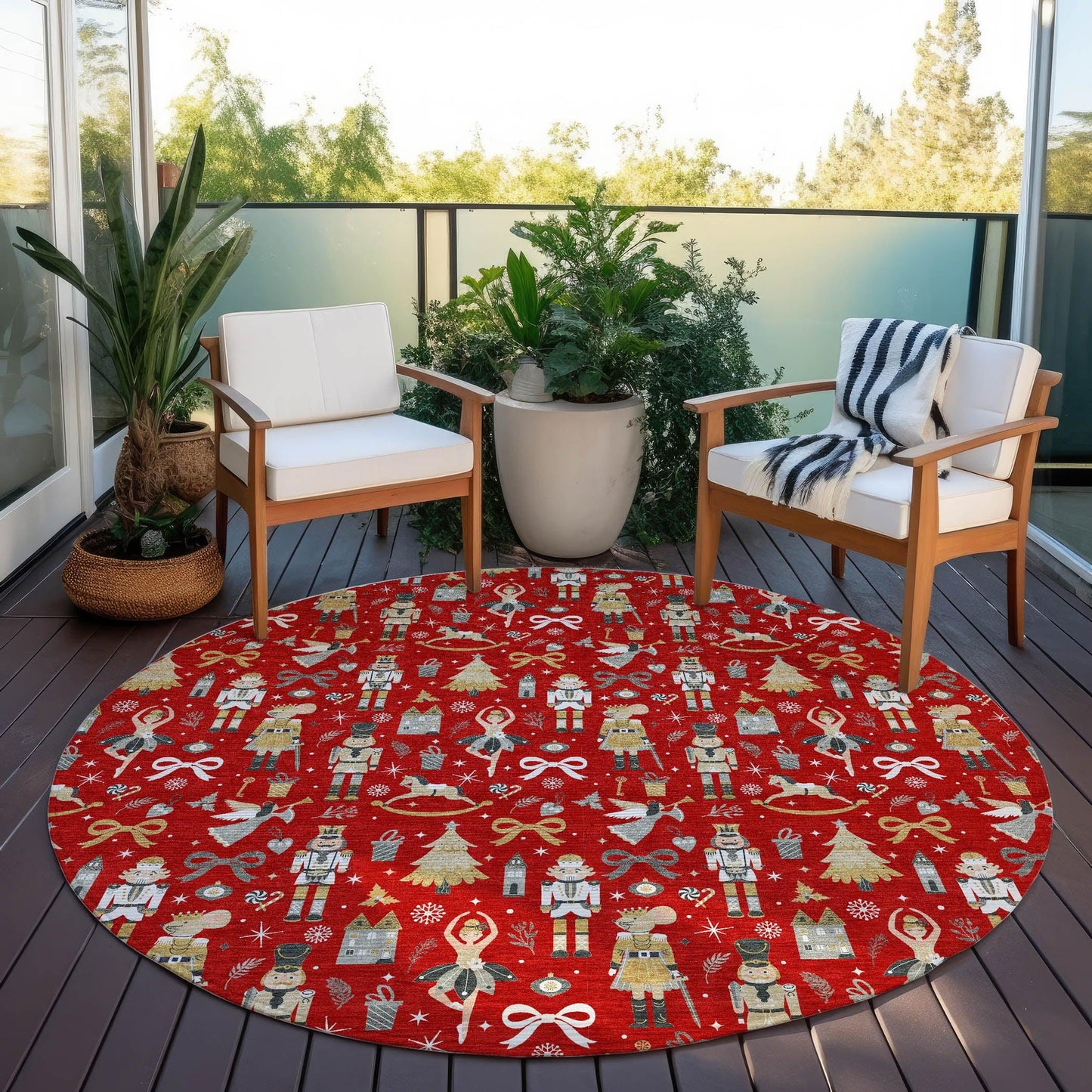 Raeara Red Washable Indoor-Outdoor Rug