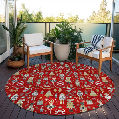Raeara Red Washable Indoor-Outdoor Rug