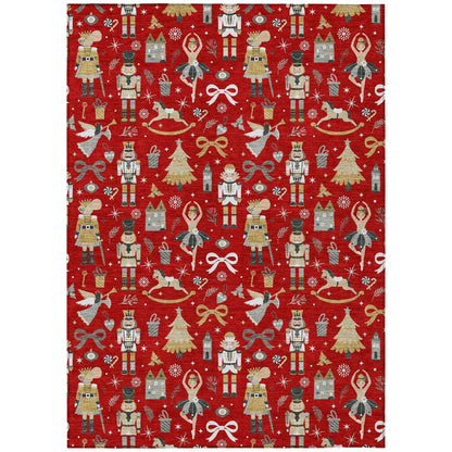 Raeara Red Washable Indoor-Outdoor Rug
