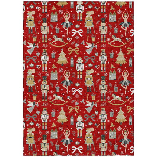 Raeara Red Washable Indoor-Outdoor Rug