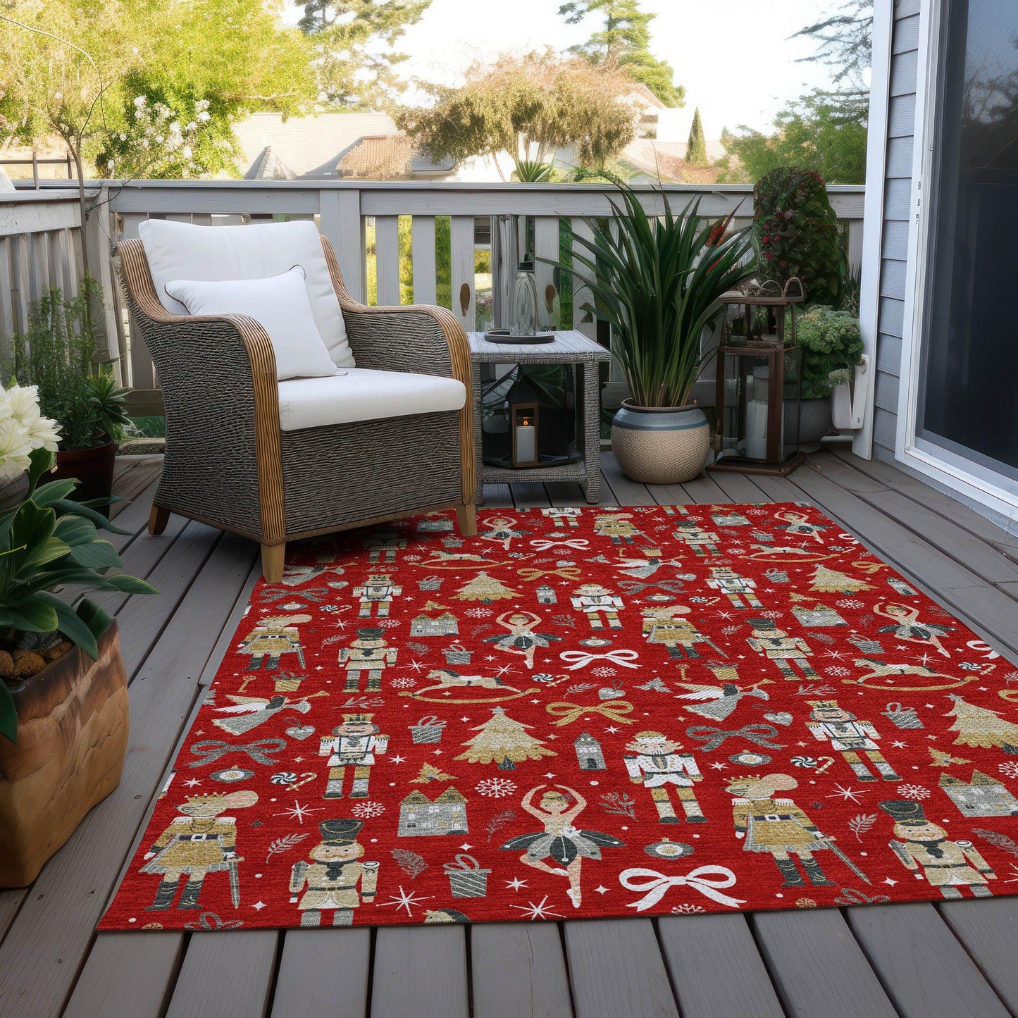 Raeara Red Washable Indoor-Outdoor Rug