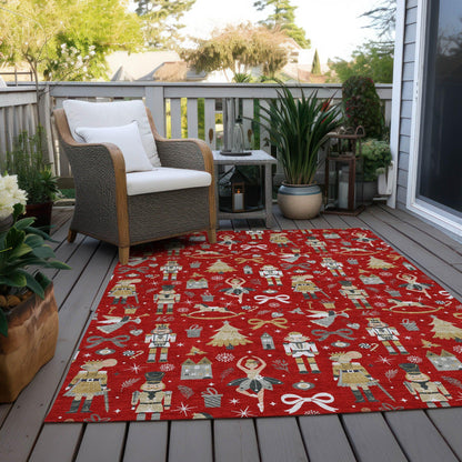 Raeara Red Washable Indoor-Outdoor Rug
