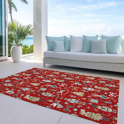 Raeara Red Washable Indoor-Outdoor Rug