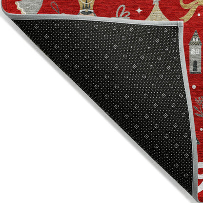 Raeara Red Washable Indoor-Outdoor Rug