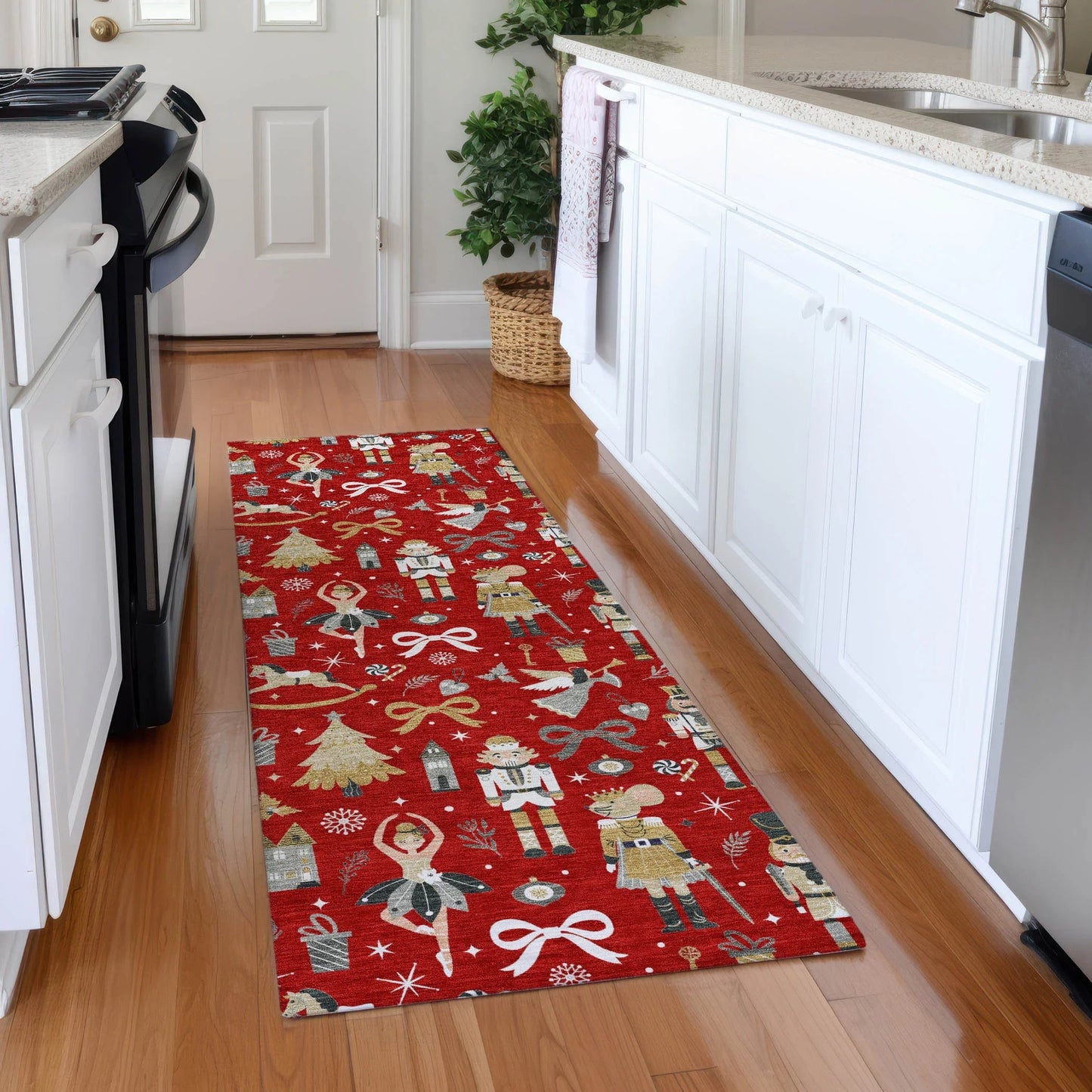 Raeara Red Washable Indoor-Outdoor Rug