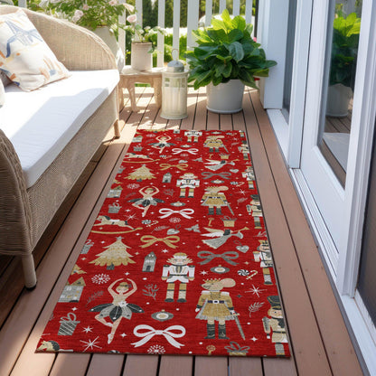 Raeara Red Washable Indoor-Outdoor Rug
