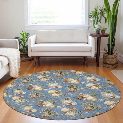 Raearis Blue Washable Indoor-Outdoor Rug
