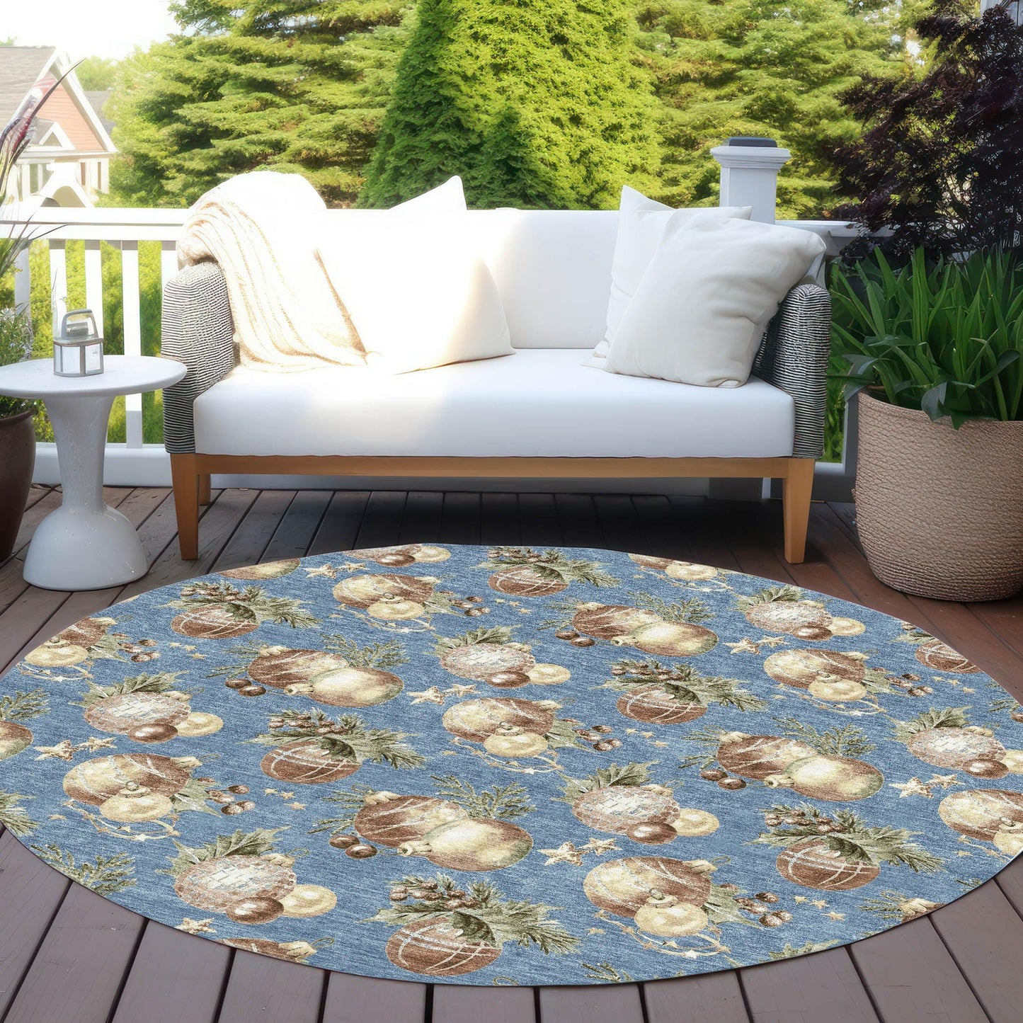 Raearis Blue Washable Indoor-Outdoor Rug