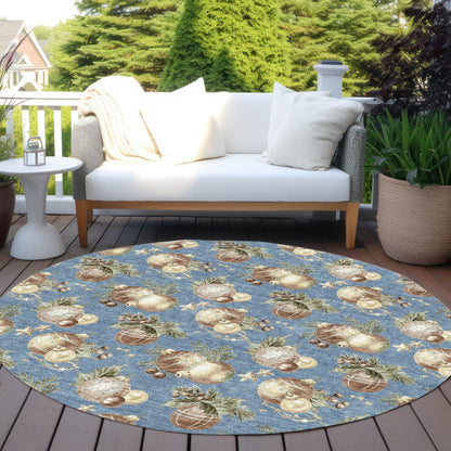 Raearis Blue Washable Indoor-Outdoor Rug