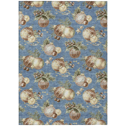 Raearis Blue Washable Indoor-Outdoor Rug