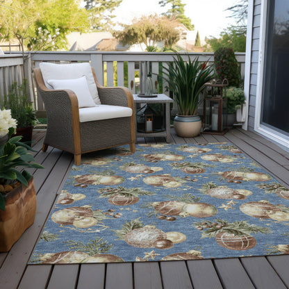 Raearis Blue Washable Indoor-Outdoor Rug