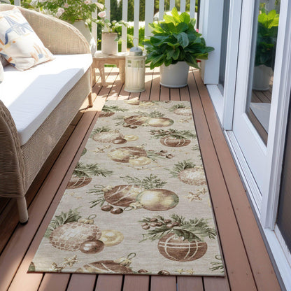 Raearis Brown Washable Indoor-Outdoor Rug