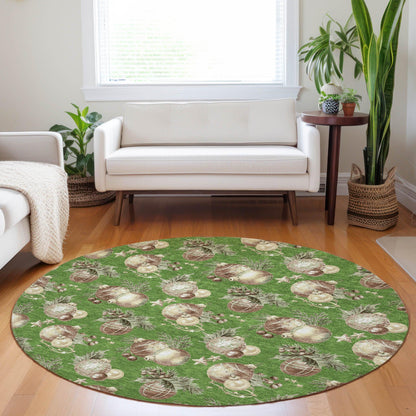 Raearis Green Washable Indoor-Outdoor Rug