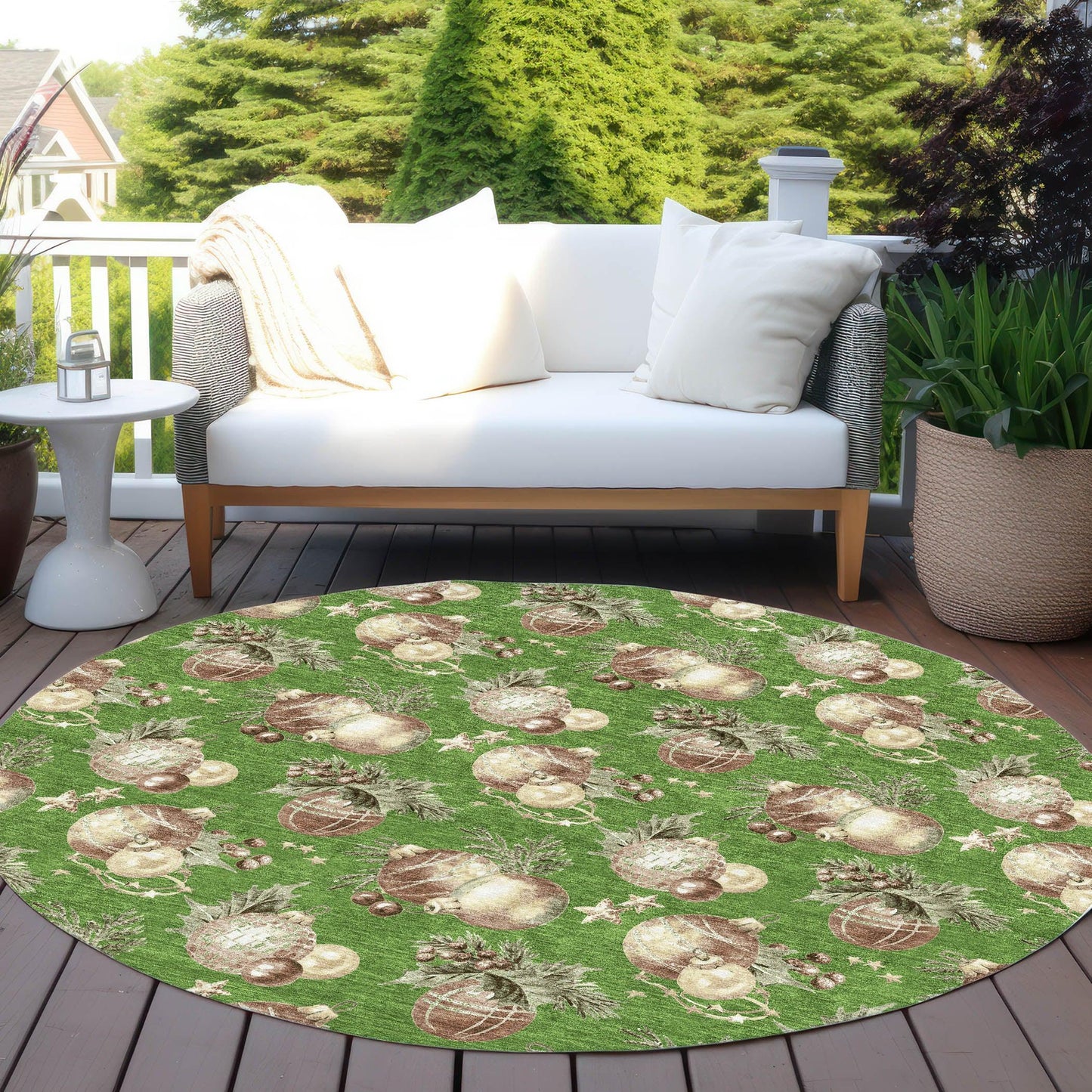 Raearis Green Washable Indoor-Outdoor Rug