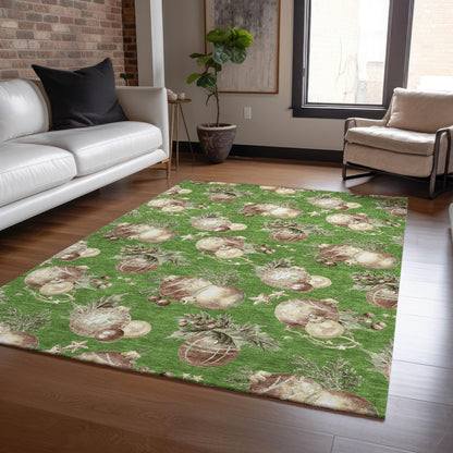 Raearis Green Washable Indoor-Outdoor Rug