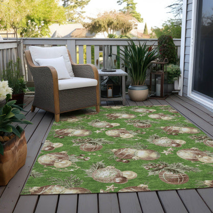 Raearis Green Washable Indoor-Outdoor Rug