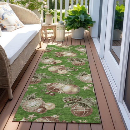 Raearis Green Washable Indoor-Outdoor Rug