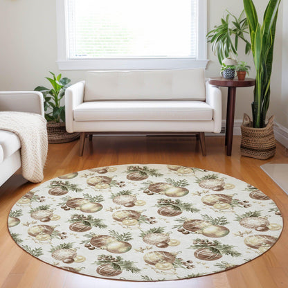 Raearis Ivory Washable Indoor-Outdoor Rug